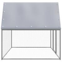 vidaXL Gallinero de acero galvanizado plateado y gris 3x2x2 m - details 2