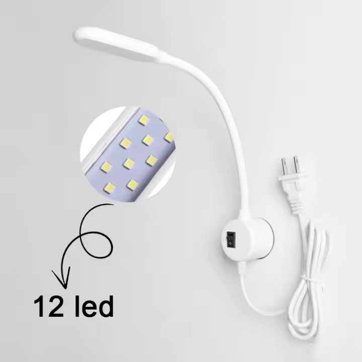 Lámpara De Iluminación LED Para Máquina De Costura Industrial Con Dimmer Táctil Luz Flexible Ajustable 360° Base Adhesiva Para Trabajo - 1