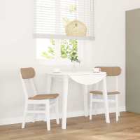 vidaXL Sillas de comedor 2 unidades madera maciza de caucho en color Natural/Blanco/Marrón y negro y más | cómodas modernas ergonómicas para comedor cocina salón hogar - details 4