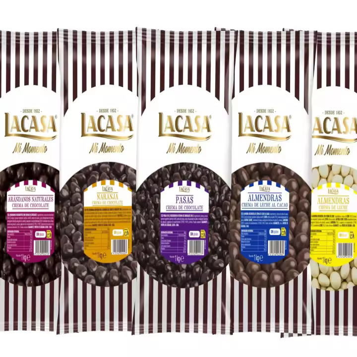 Lacasa pack 5kg deliciosas bolas de frutos secos con chocolate: Pasas de Corinto Negro,Almendra Leche,Almendra Blanco, naranja Negro,Nuez Leche - 1