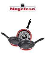 Magefesa K2 Rojo Juego de 3 sartenes (20/24/28)cm de acero vitrificado exterior rojo. Antiadherente bicapa reforzado efecto piedra, aptas para todo tipo de cocinas - details 0