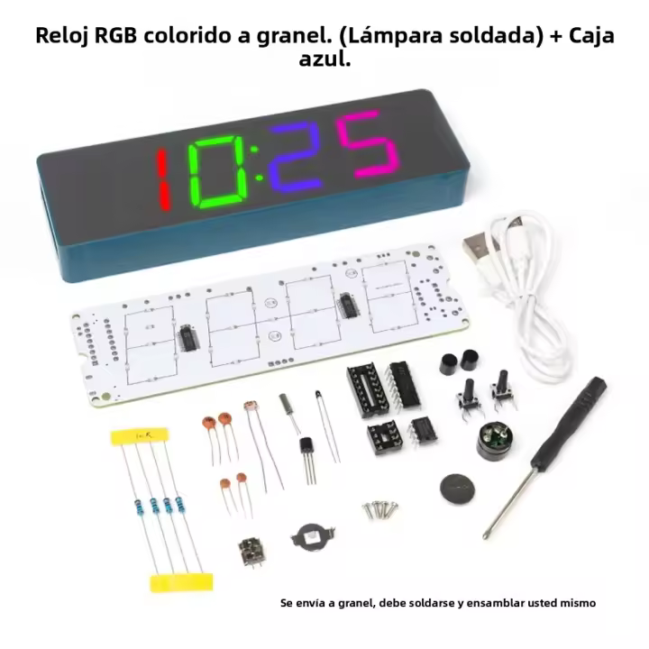 Kit De Bricolaje Para Reloj Digital Colorido DIY Con LED RGB Práctica De Soldadura Y Producción De Piezas Sueltas - 1