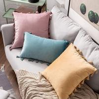 Fundas Para Cojines Negros Con Borlas Hechas a Mano 30x50cm 45x45cm 50x50cm De Velours Sólido Para Sofá Sala De Estar Dormitorio - details 5