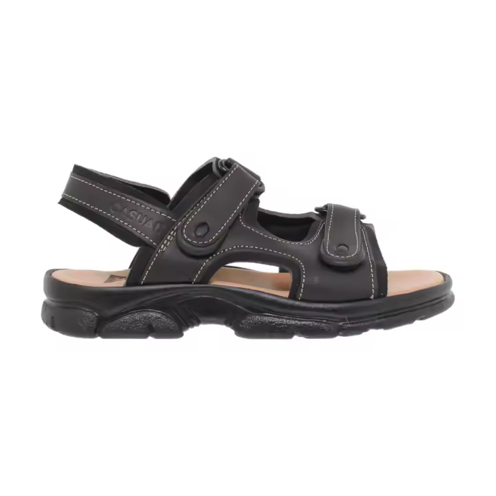 Casual | Sandalias de piel marrón | Hombre Piel Textil Piel rellena de gel - 1