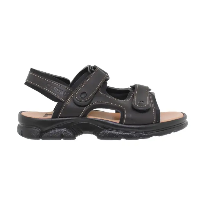 Casual | Sandalias de piel marrón | Hombre Piel Textil Piel rellena de gel - 1