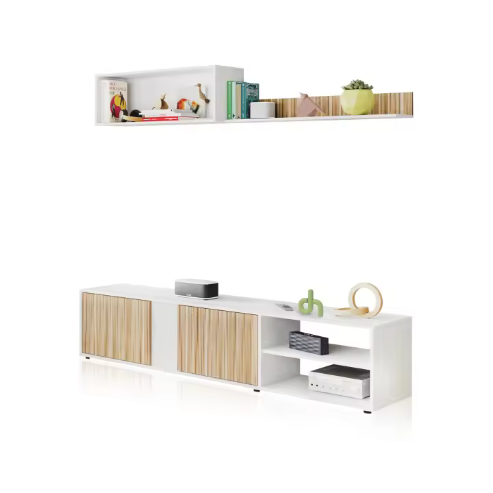 Duehome Mueble de Salón Alix Estilo y Funcionalidad | Blanco Artik y Natur - 1