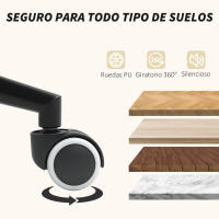 HOMCOM Silla de Oficina Silla de Escritorio con Reposabrazos de Madera y Altura Ajustable Silla Giratoria para Estudio Dormitorio Carga 120 kg Gris - details 5