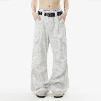 Pantalones De Mezclilla Casuales Para Hombre Con Diseño De Dobladillo Ancho Y Múltiples Bolsillos Jeans De Moda Con Cierre De Cremallera Y Estilo Callejero Diario - details 5