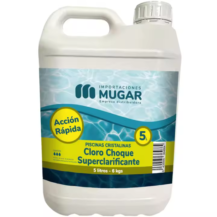 Mugar- Superclarificante 5 Litros - Cloro Choque para Aguas Turbias -Alta Claridad - 1