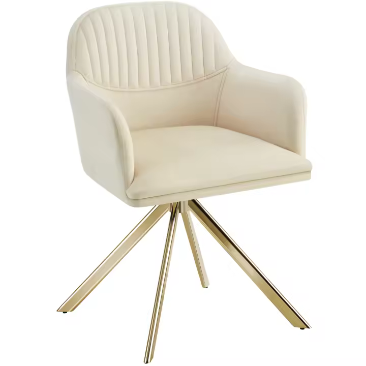 Tectake - Silla de comedor giratoria de terciopelo LONA 56 x 59 x 81 cm, Acolchado grueso, Respaldo continuo, Amplio asiento con reposabrazos, Patas de acero giratorias 360º, Silla dormitorio, Butacas de salón, Silla de comedor Nórdica - 1
