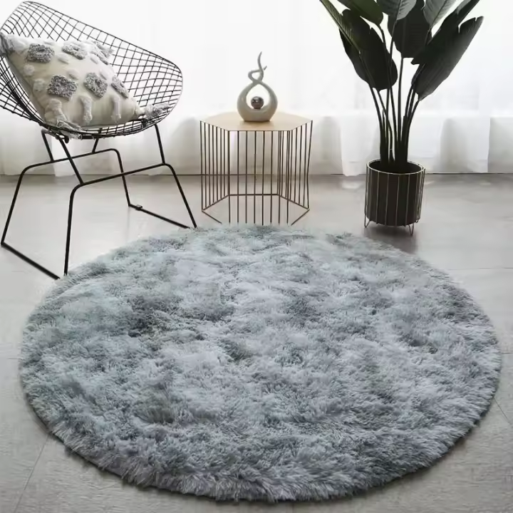 Alfombra Redonda De Peluche Ultra Suave Blanco Para Sala De Estar Decoración Y Dormitorio Alfombra De Poliéster 100% Moderna Y Creativa - 1