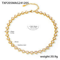 2025 Brilliant Fashion 5A Cubic Zirconia Corazón CZ Cluster Collar para las mujeres, Novia, lover, Halo CZ Collar de Cadena de Tenis de Cuello - details 1