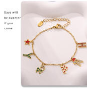 Pulsera Dorada de Maple inoxidable, Conjunto de pendientes de giunto Exquisito Encanto DE LA Mujer with Collar de Letra - details 11