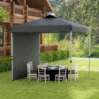 Outsunny Carpa Plegable 2,5x2,5 m Cenador de Jardín con 1 Pared Lateral Altura Ajustable en 3 Niveles Anti-UV Impermeable y Bolsa de Arena para Camping Fiestas - details 1