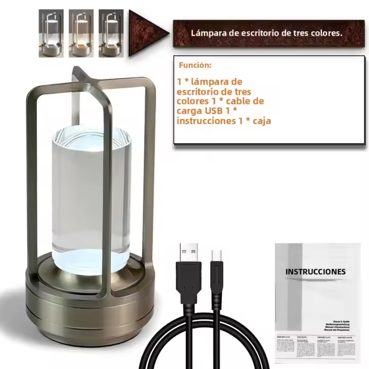 Lámpara De Mesa LED Recargable Portátil Luz Nocturna Táctil Para Escritorio Decoración De Habitación Regalo De Navidad Luz De Ambiente Para La Cama - 1