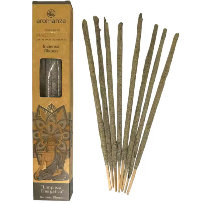 Sahumerios Magistrales Incienso Blanco Inciensos Aromanza Argentina 8 barritas gruesas con Resinas - Limpieza Energética - 1