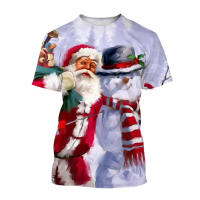 Camiseta De Verano Con Estampado Creativo De Hombre De Navidad 3D Muñeco De Nieve Diseño Lindo Y Caliente Para Uso Diario - details 2