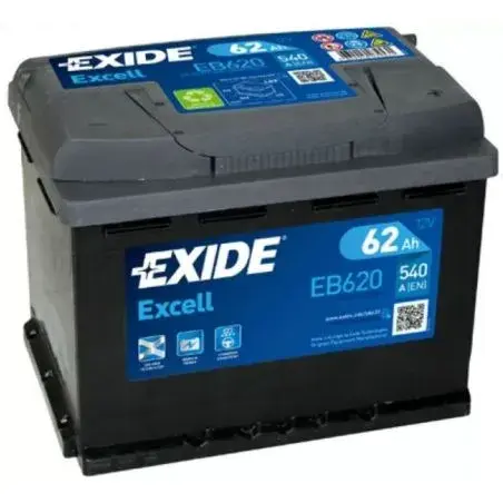 Batería Exide Excell EB620 62Ah 540A +DERECHA - 1