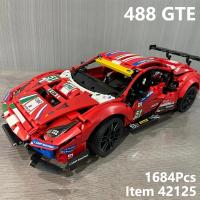 Bloques De Construcción De Carreras De Física Técnica 488 GTE AF Para Niños Modelo De Coche Deportivo Compatible Con 42125 Juguete De Montaje Para Niños - details 1