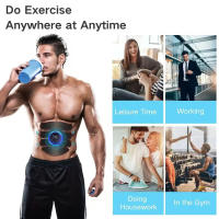 Estimulador De Músculo Abdominal EMS Con Parches De Entrenamiento ABS Massajeador Corporal Para Adelgazamiento Carga USB Fitness Instrumento De Ejercicio Muscular - details 3