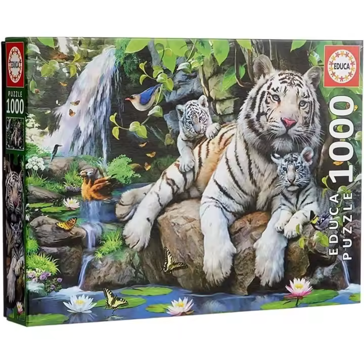 Educa - Puzzle de 1000 Piezas Tigres Blancos de Bengala. Incluye Pegamento Fix Puzzle. + 14 años Educa 14808 - 1