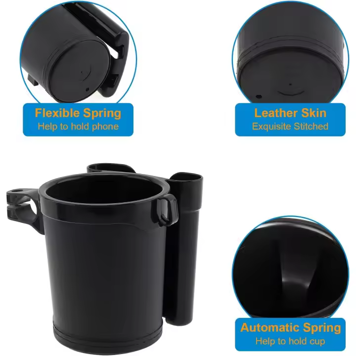 Portavacos para Bicicleta Portabotellas para Bicicleta Manilla con Llaves para teléfono Celular Portavacos para Bicicleta (Negro) - 1