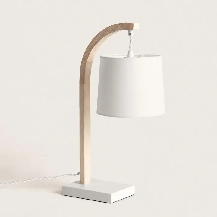 Lámpara de Mesa de Tela y Madera Haakon - 1