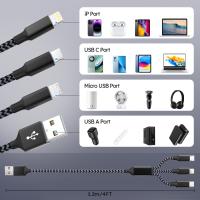 Cable De Carga USB 3 En 1 De 1.2m/4ft Nylon Braided MFi Certified Para iPhone Samsung Huawei Xiaomi Multi Port Multiple - details 2