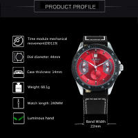 Reloj Mecánico Deportivo WINNER Skeleton En Cuero Militar Multíndice Con Fecha Resistente Al Agua Y Shock Para Hombre - details 1