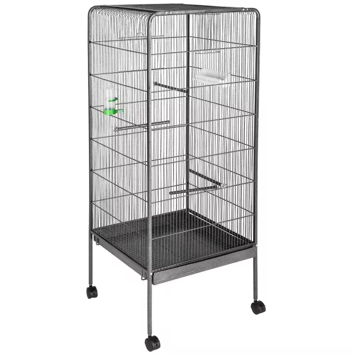 Tectake - Nido 146 cm de altura, Comedero grande con percha, 2 puertas verticales de apertura, una pequeña y una grande, Bandeja extraíble para arena - 1