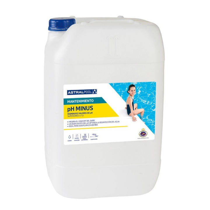 Minorador PH Minus líquido 20L. Reductor regulador para el PH del agua de piscinas. Garrafa de 20 litros | Astral Pool