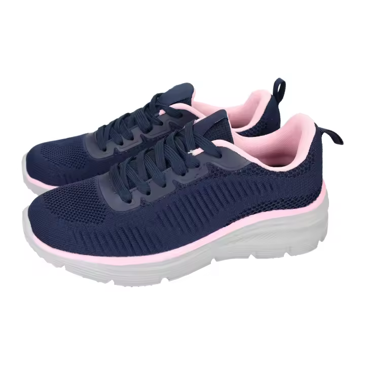 Deportivos marca DEMAX para mujer en color marino-rosa. Zapatillas deportivas de mujer, azul marino y rosa, con cordones y plantilla extraíble con tecnología DOUBLE MEMORY para mayor comodidad - 1