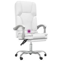 vidaXL Silla de oficina reclinable masaje cuero sintético blanco - details 5