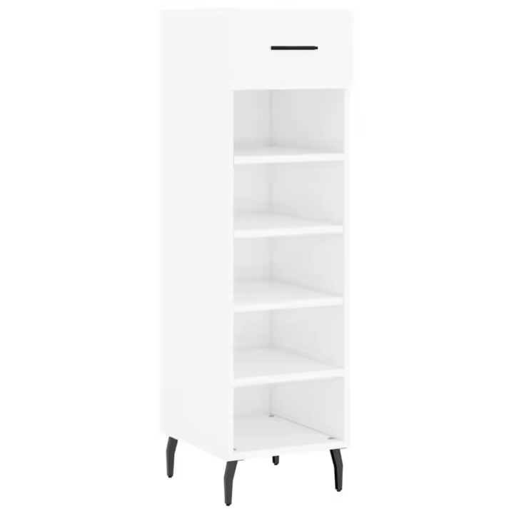 VidaXL Mueble Zapatero Madera contrachapada Blanco Brillo 30x35x105 cm - 1