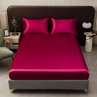 Juego De Sábanas De Satén De Color Sólido Incluye Fundas Para Almohadas Suaves Y Hypoallergénicas De Poliéster Lavar En Máquina Para El Hogar - details 0
