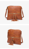 Bolso De Hombro Para Mujer De Gran Capacidad Retro Moda PU De Color Sólido Bolso Cruzado Suave Con Tassel Interior Múltiple - details 6