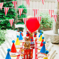 Bandeja De Banderines Triangular Para Fiesta De Cumpleaños Circo Temática Carnaval En Rojo Y Blanco Decoración Para Hogar - details 0