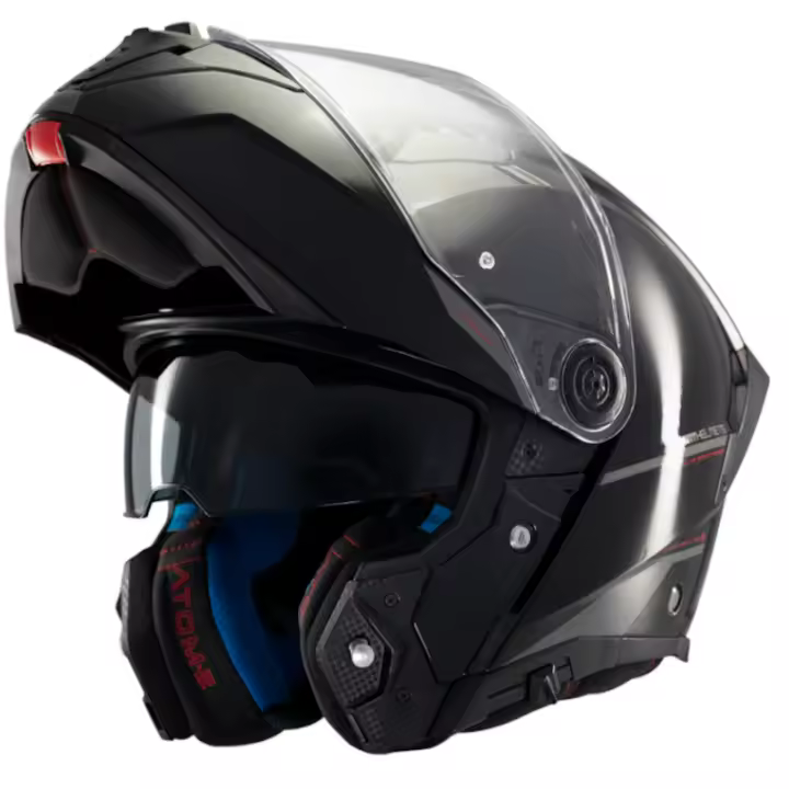 MT HELMETS Casco Modular Atom 2 SV SOLID A1 Negro Brillo Totalmente Homologado - 1