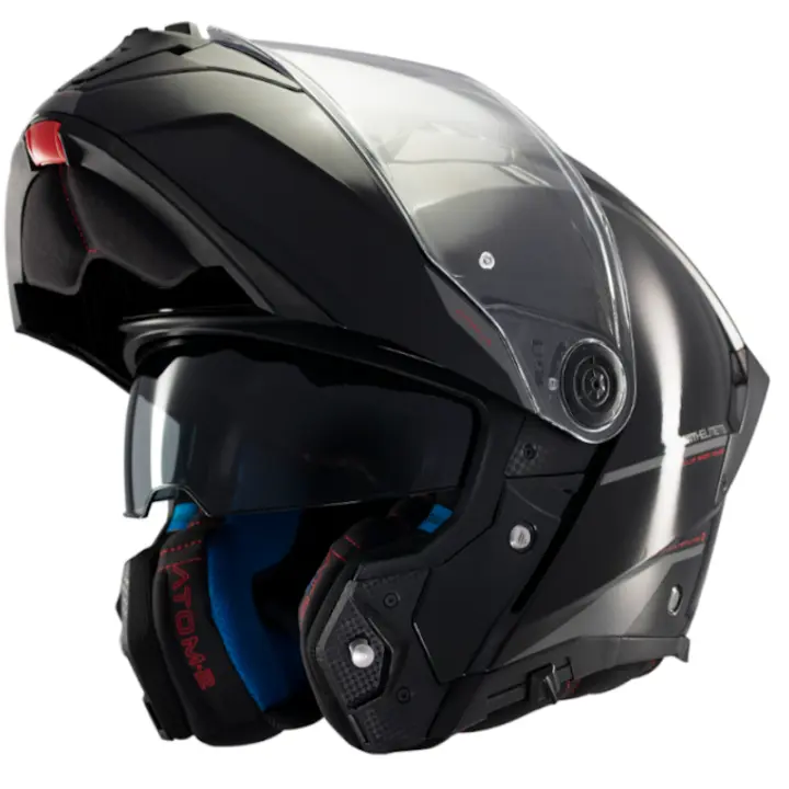 MT HELMETS Casco Modular Atom 2 SV SOLID A1 Negro Brillo Totalmente Homologado - 1