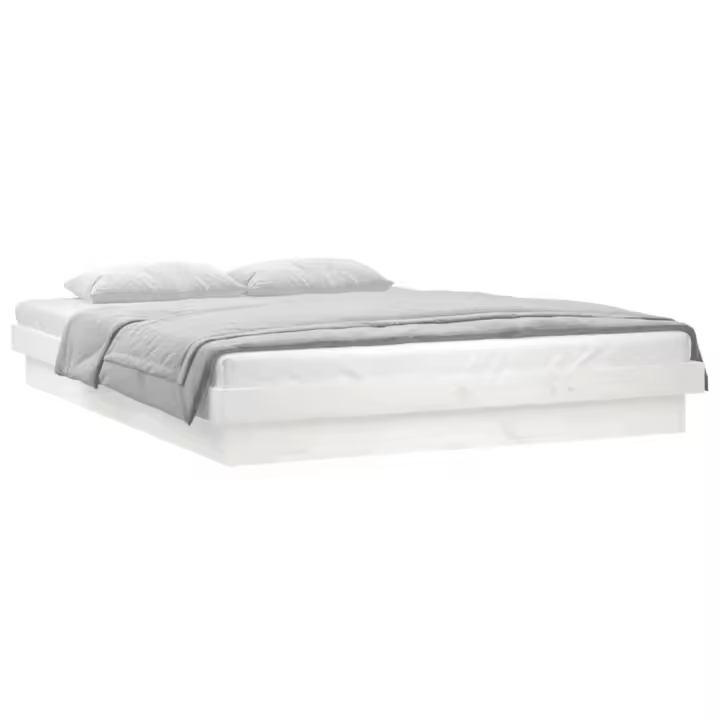 vidaXL Estructura cama LED sin colchón madera maciza blanco 160x200 cm - 1