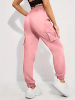 Women's Casual Workwear Sweatpants High-Waisted Loose Fit Solid Color with Belt And Pockets mid Waist Ankle-Length Polyester - details 1