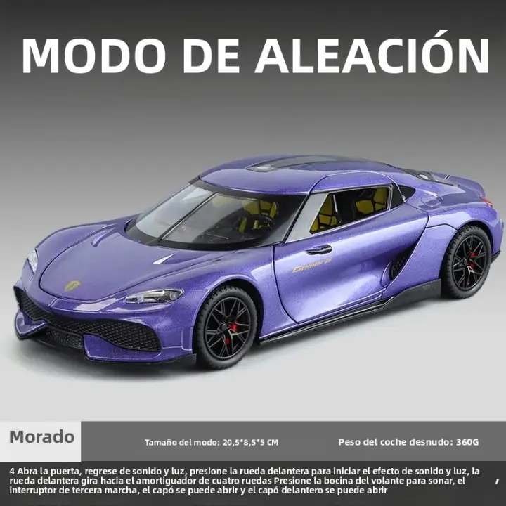 Modelo De Coche Supercarro Gemini GT De Aleación 1/24 Con Sonido Y Luz Vehículo De Simulación Juguete Coleccionable Para Niños - 1