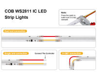 Tira De Luz LED COB RGB+IC WS2811 Direccional 420LEDs/m Color Sueño Alta Densidad Flexible RA90 Para Decoración De Interiores - details 7