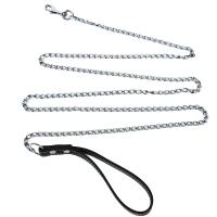 Correa De Metal Duradero Antigolpes Para Perros Pequeños Medianos Y Grandes Con Manija De Cuero PU Y Cadena De Hierro Accesorios Para Mascotas - details 7