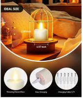 Velas LED recargables, sin llama y con 6 puertos, control remoto, temporizador y cable de carga USB, luz blanca cálida, decoración de Halloween, Navidad, casa, boda ( 6 Unidades ). - details 2