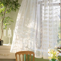 2Pcs Cortinas De Encaje Transparentes Para Sala De Estar Y Dormitorio Cortinas Cortas Para Cocina Beige Decoración De Hogar - details 3