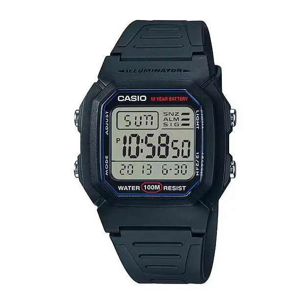 Reloj Digital Casio W-800H-1AV, Resistente al Agua, Negro - 100% Original - 1