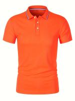 Camisa Polo Hombre Verano Transpirable Cómoda De Color Sólido Cuello Redondo Manga Corta Alta Calidad Ropa Casual De Calidad - details 18