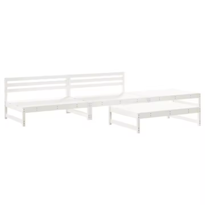 vidaXL Juego de muebles de jardín 4 pzas madera maciza de pino blanco - 1
