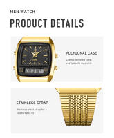 Reloj De Pulsera Deportivo Casual Para Hombre Digital Dual Tiempo Semana Oro 3bar Impermeable Cuarzo Reloj De Mano L1030 - details 11